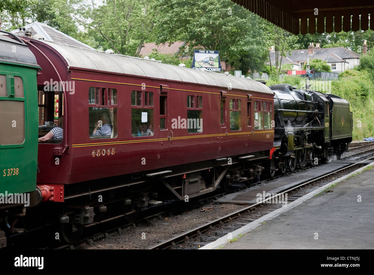 Steam Train at Alresford, Watercress Line - Mid Hants Railway; Hampshire; England; UK Stock Photo