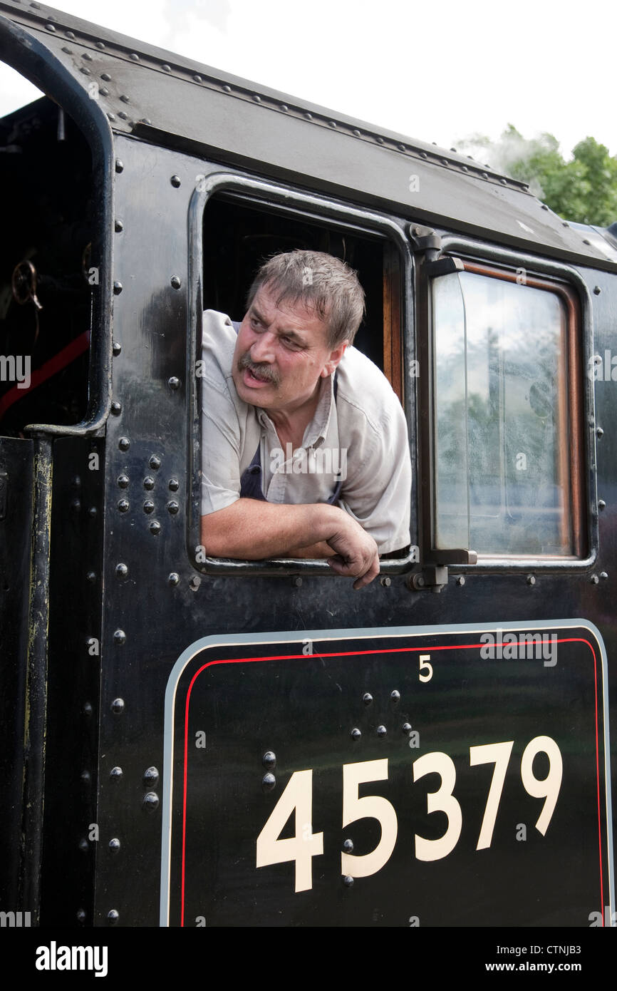 Engine Driver on Watercress Line - Mid Hants Railway; Hampshire; England; UK Stock Photo