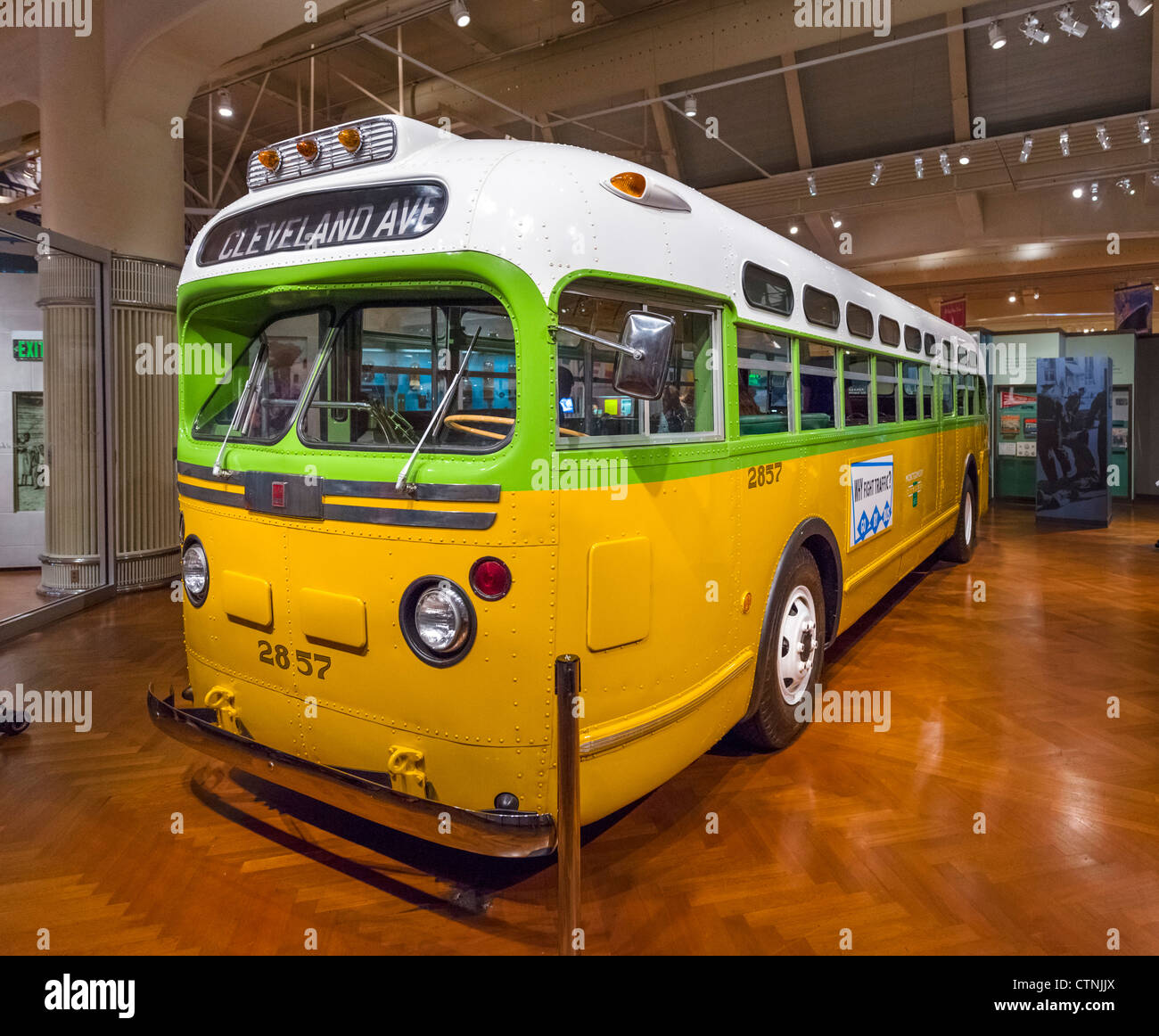 Bus on which Rosa Parks refused to give up her seat in Montgomery in 1955, Henry Ford Museum, Dearborn, Detroit, Michigan, USA Stock Photo