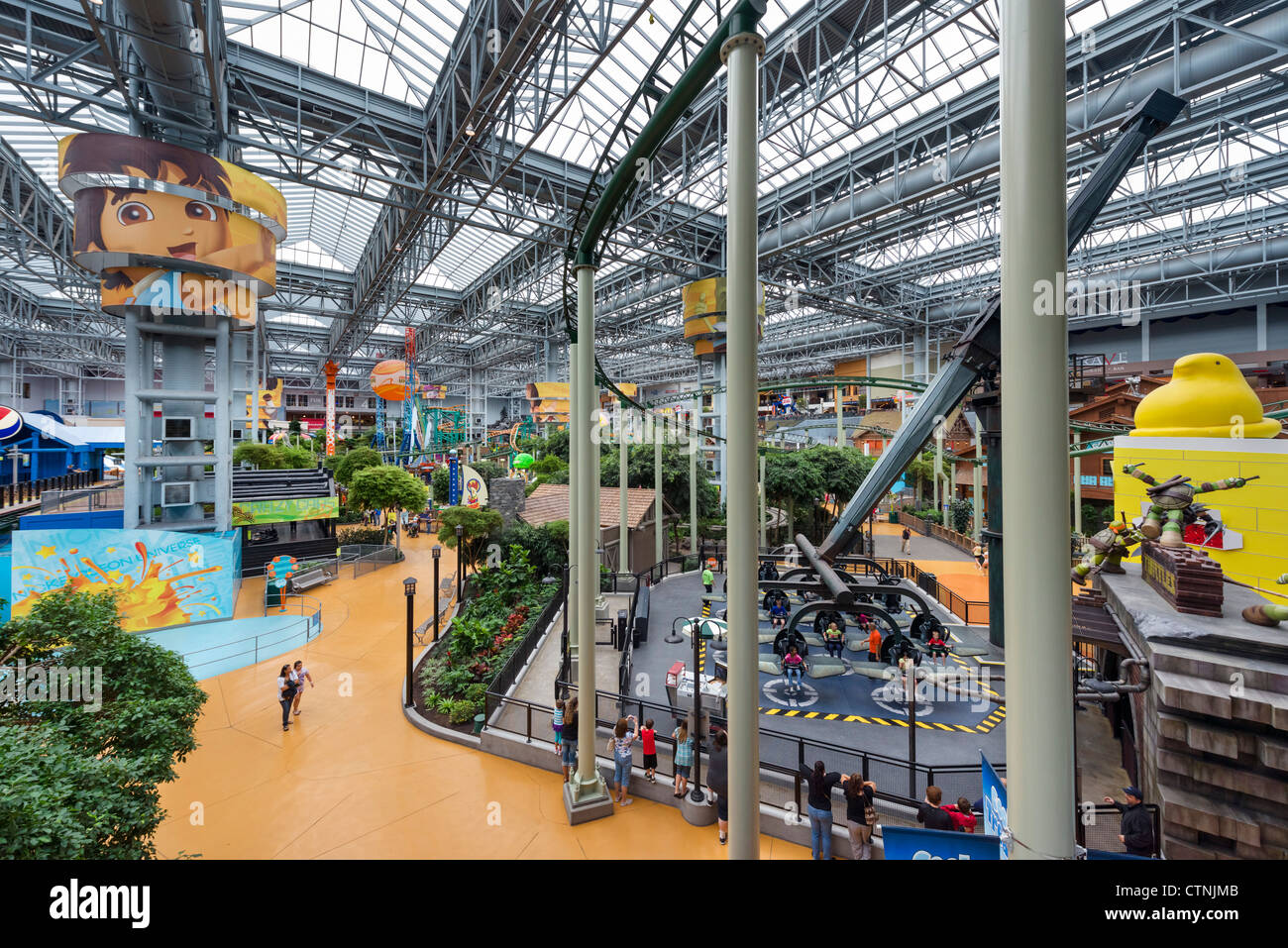 View over Nickelodeon Universe indoor amusement park in the Mall of America, Bloomington, Minneapolis, Minnesota, USA Stock Photo