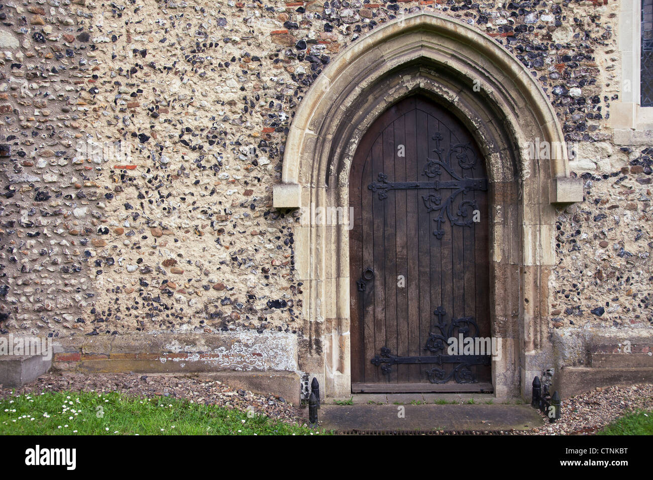 Old wooden door in stone church Stock Photo - Alamy