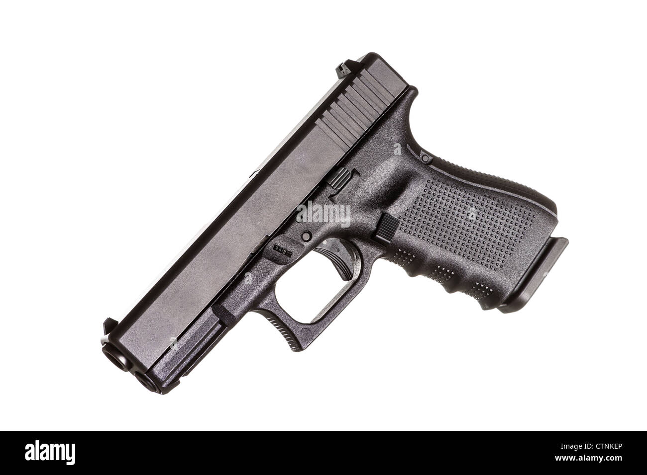 Modern compact pistol on white background Stock Photo