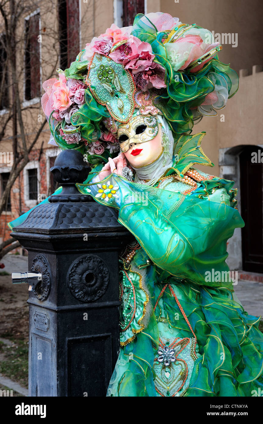 Masked participant during Carnival in the Arsenal District, Venice Stock Photo