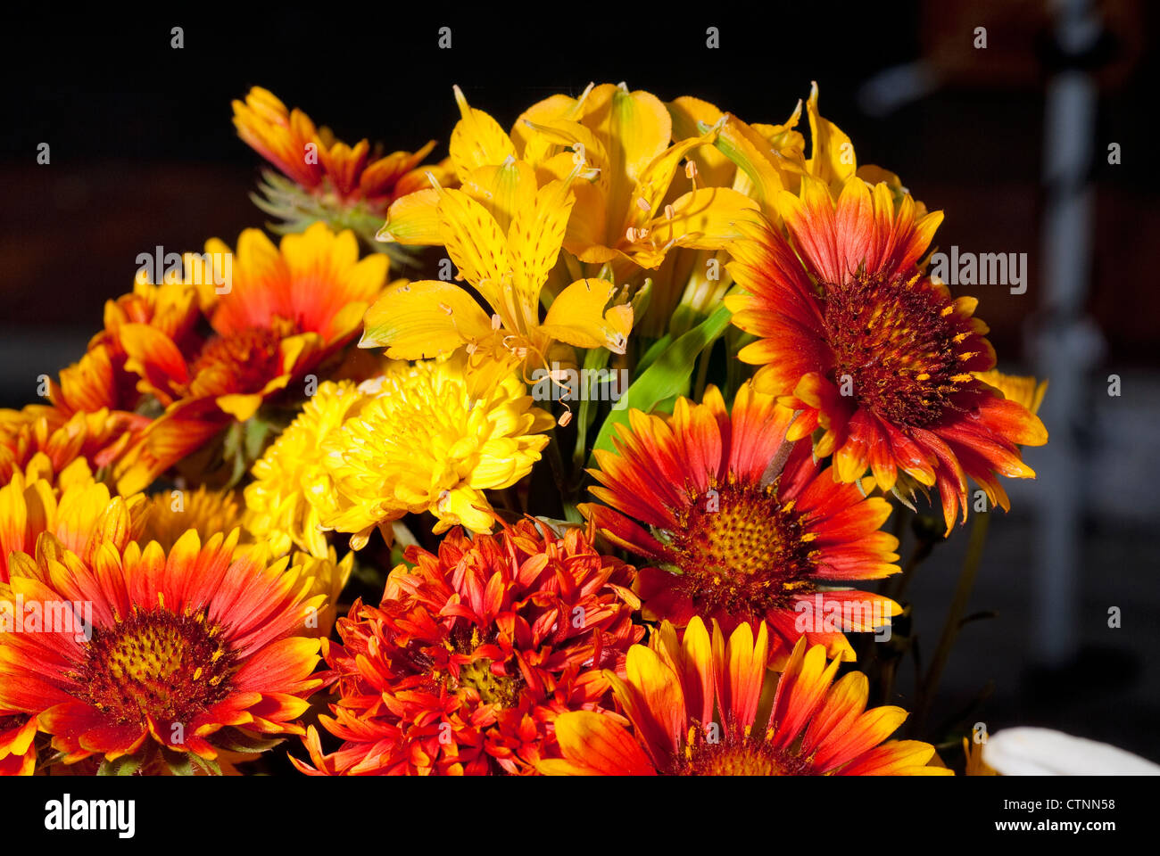 Bunch of flowers on display Stock Photo