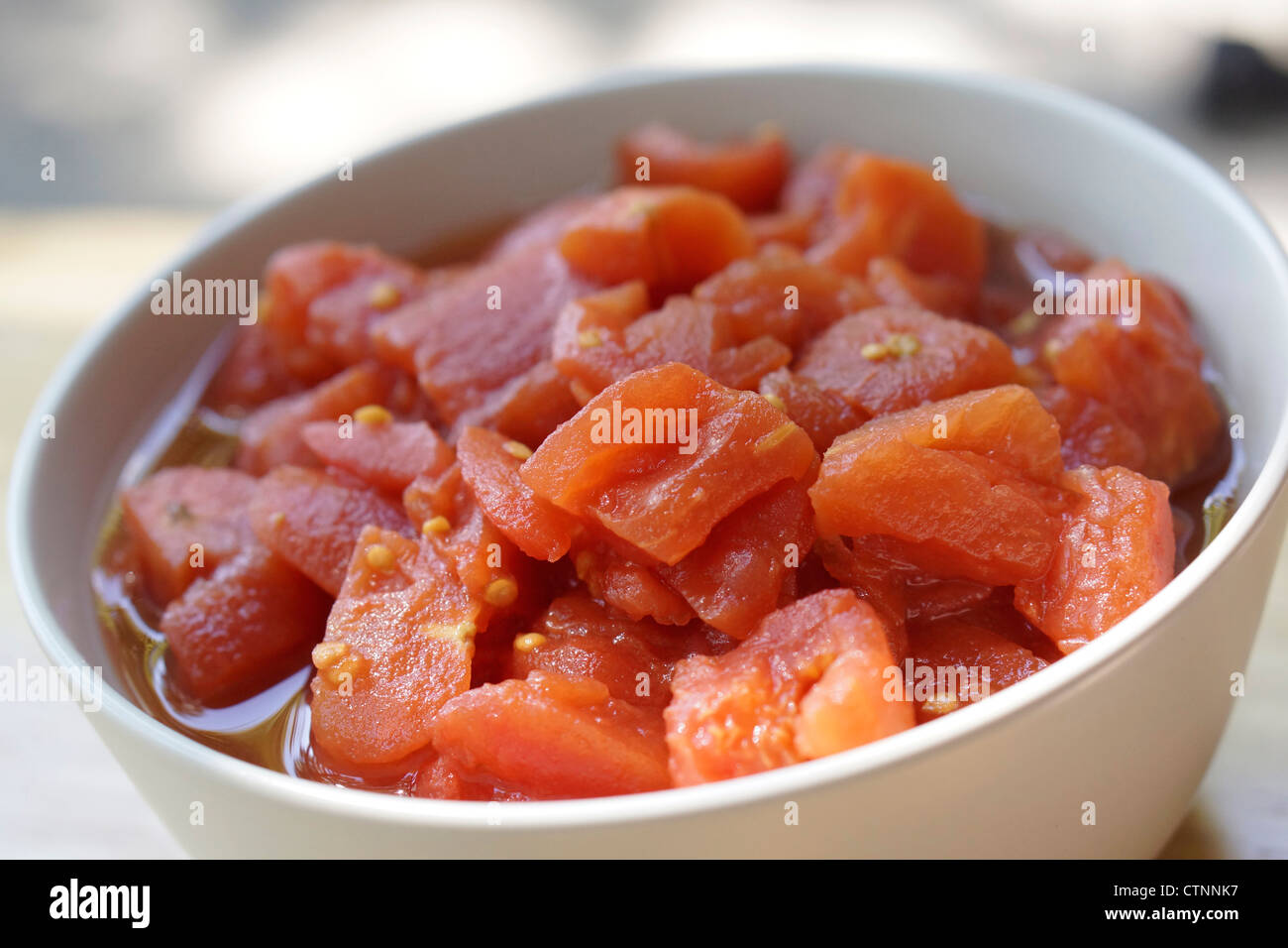 Chopped Diced Tomatoes Stock Photo