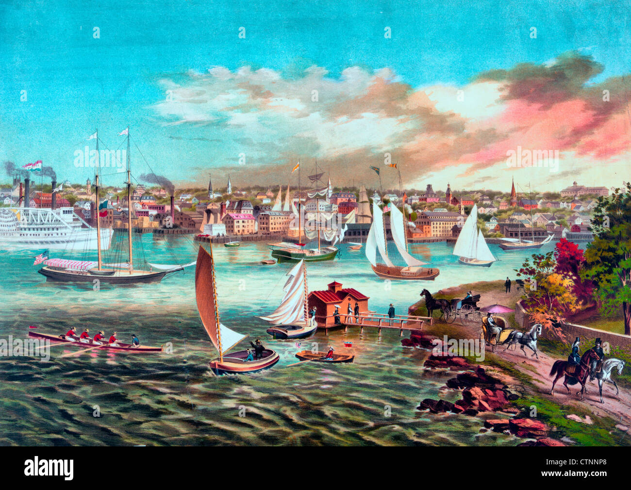Newport Beach, Rhode Island, circa 1876 Stock Photo