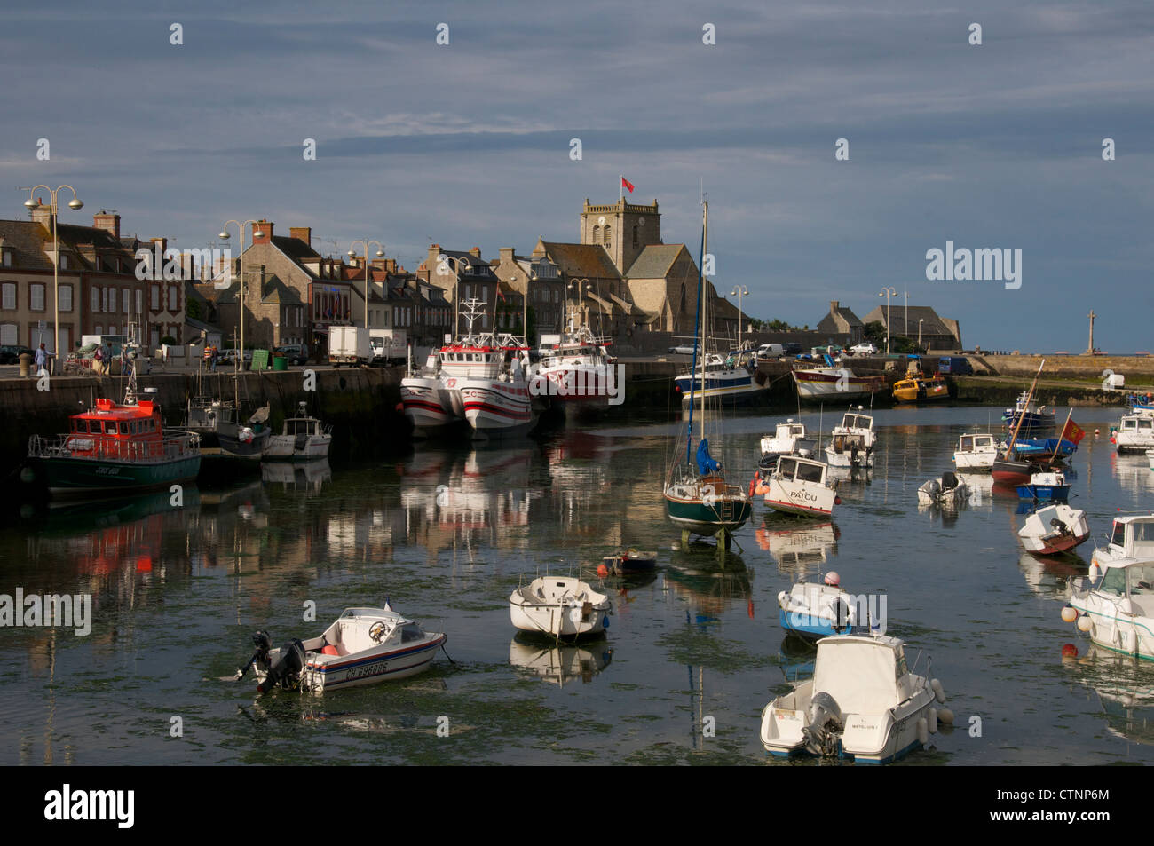 Boats at low tide Barfleur Cherbourg Peninsular Normandy France Stock