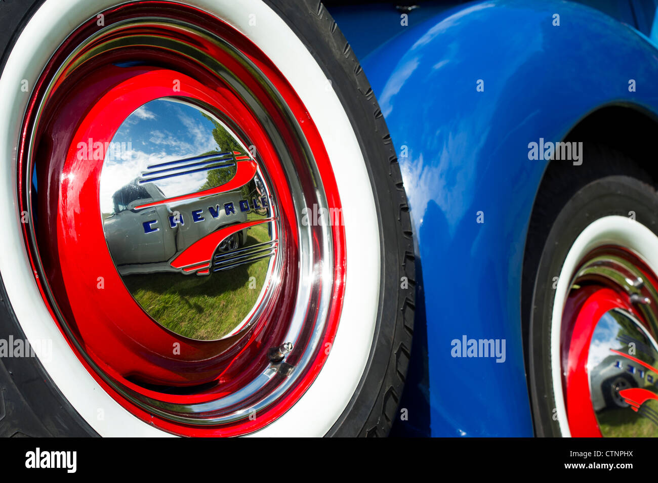 1939 Chevrolet pick up truck. Chevy. Classic American pickup. Spare wheel detail Stock Photo