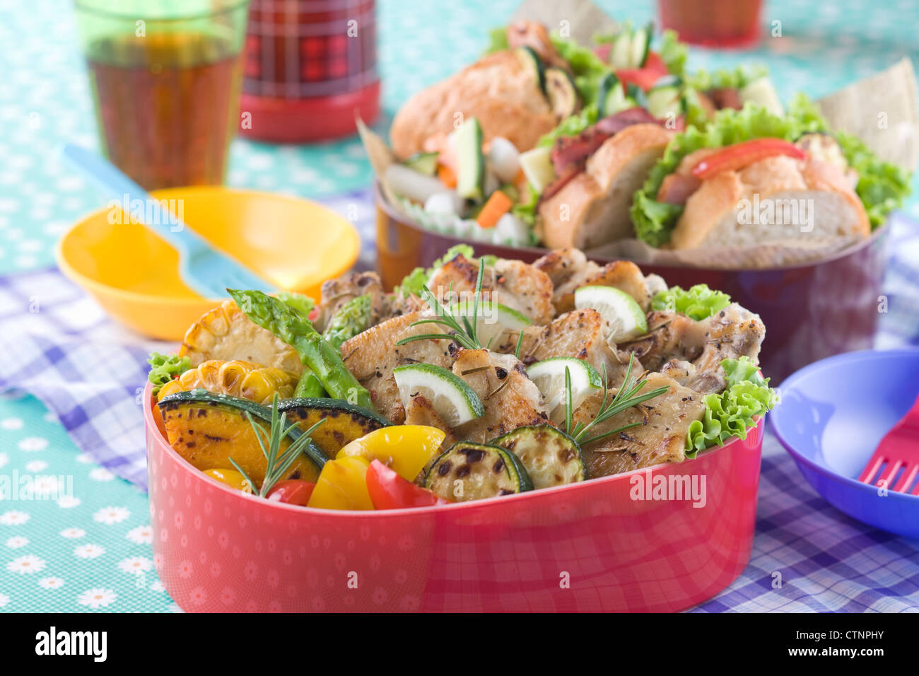 Lunch Box for Picnic Stock Photo