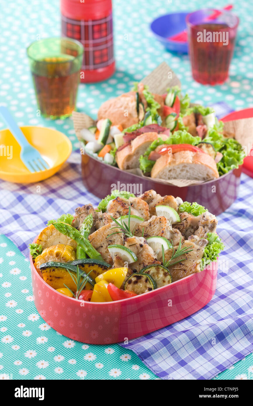 Lunch Box for Picnic Stock Photo