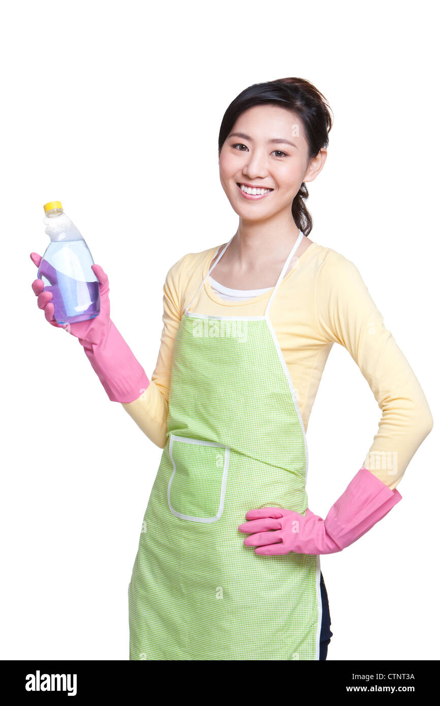 Housewife with Cleaning Product Stock Photo Alamy