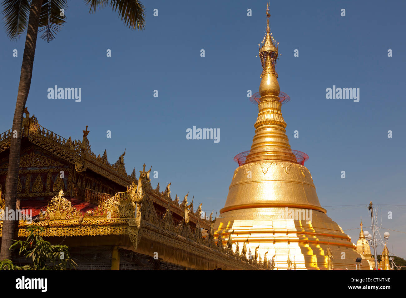 Buddha's First Sacred Hair Relic Pagoda Botataung Yangon Myanmar Stock Photo