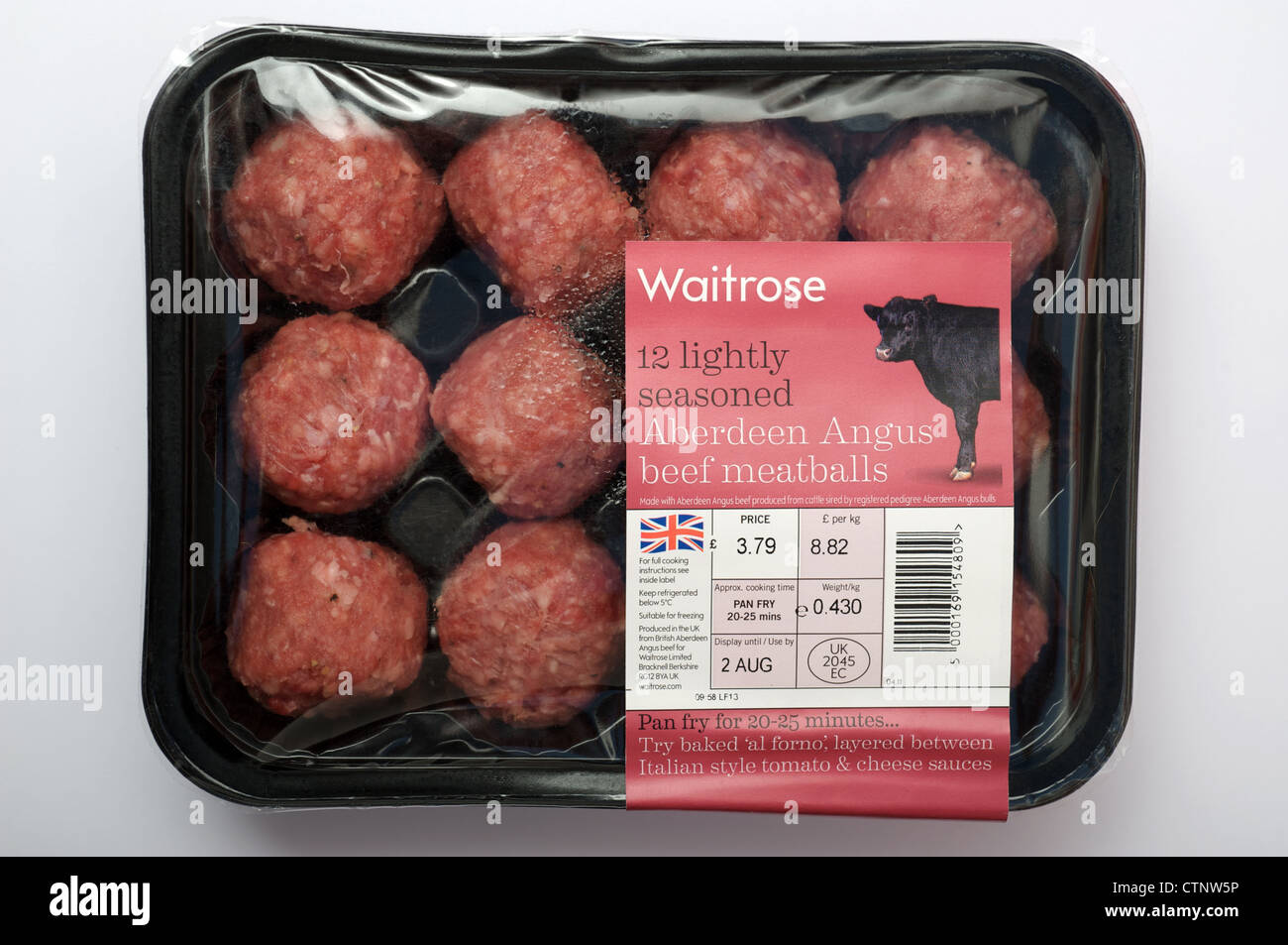 Waitrose lightly seasoned Aberdeen Angus beef meatballs Stock Photo Alamy