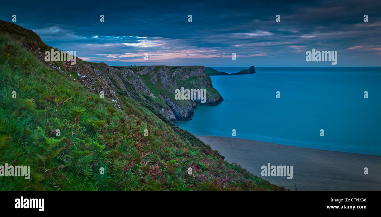 Worm's Head a famous landmark on the Gower peninsula, Wales. Stock Photo