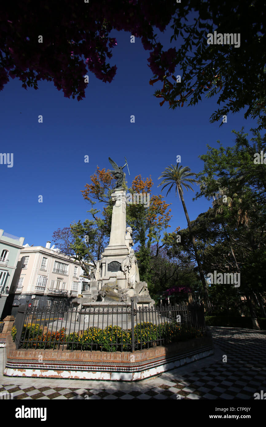 City of Cadiz, Spain. Picturesque view of the Marqués de Comillas monument near the Alameda de Apodaca. Stock Photo