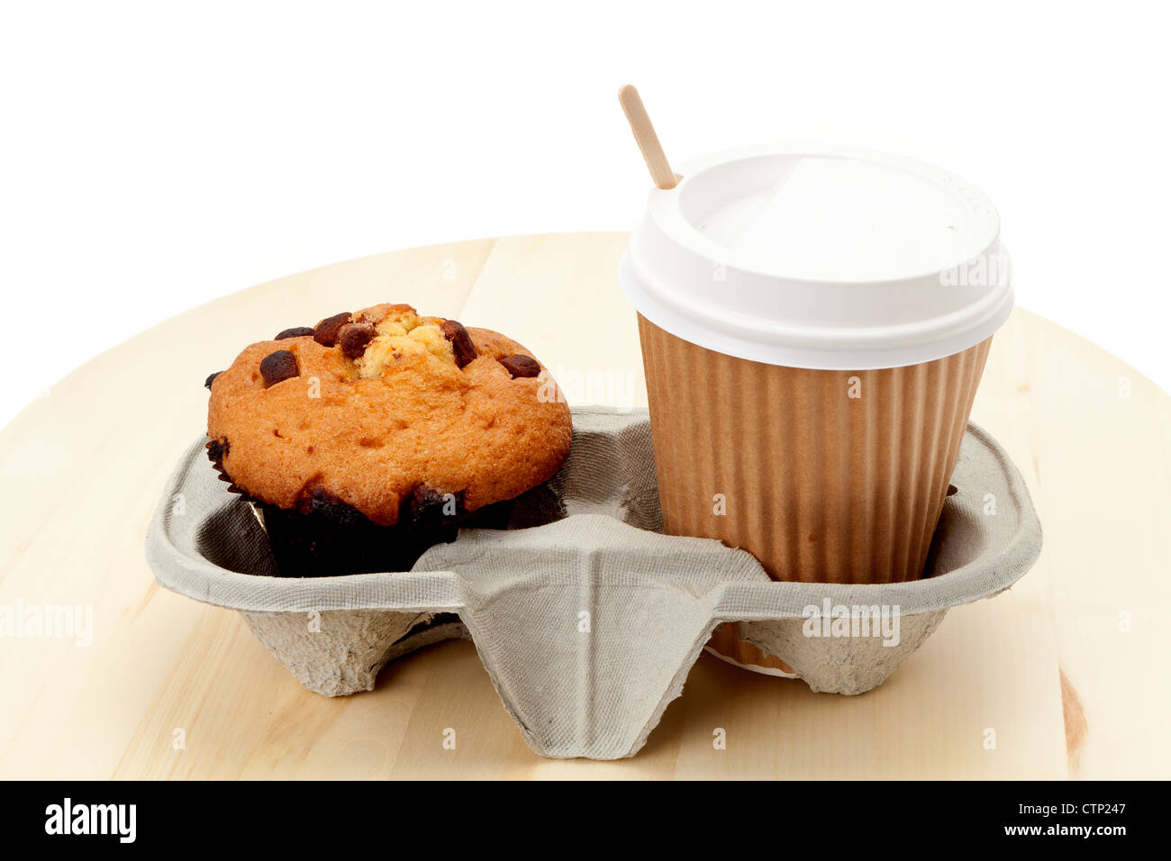 Chocolate Chip Muffin And Coffee Breakfast To Go Studio Shot With A Stock Photo Alamy