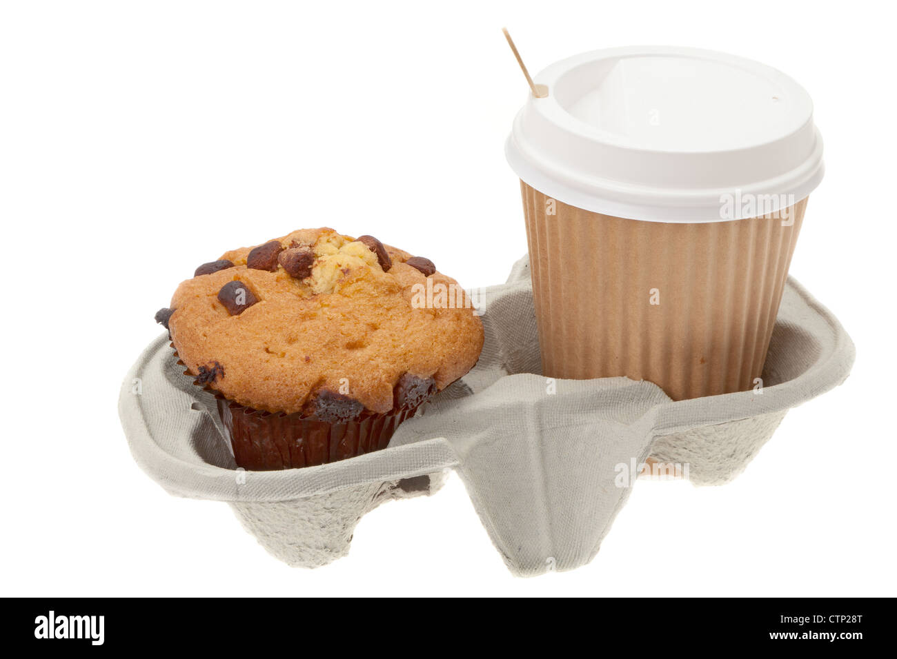 Chocolate Chip Muffin And Coffee Breakfast To Go Studio Shot With A Stock Photo Alamy