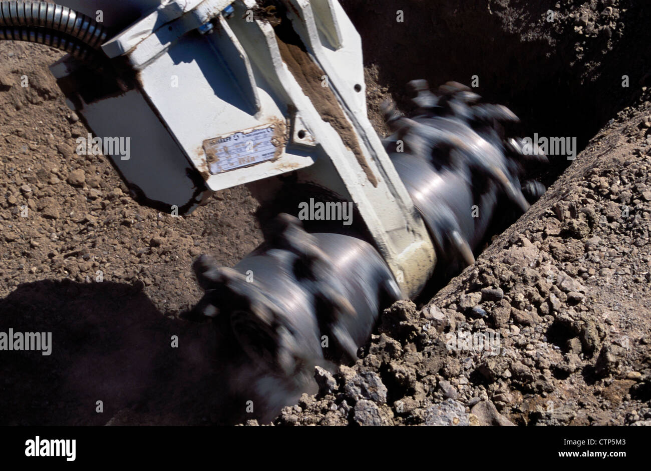 Detail of pulveriser in action on site. Stock Photo