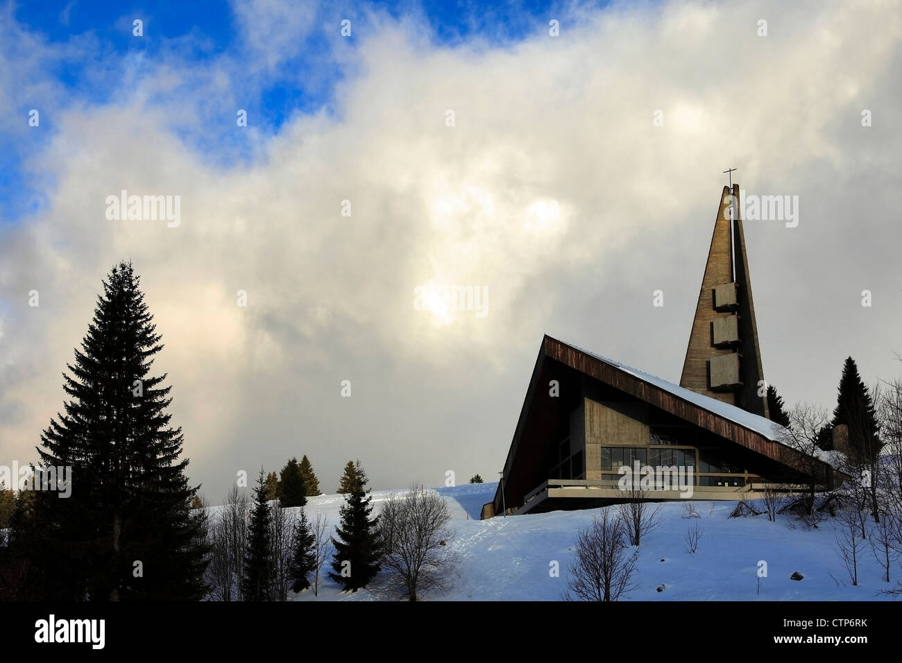 Modern church at Feldberg ski resort, Black Forest, Schwarzwald, Germany, Europe Stock Photo