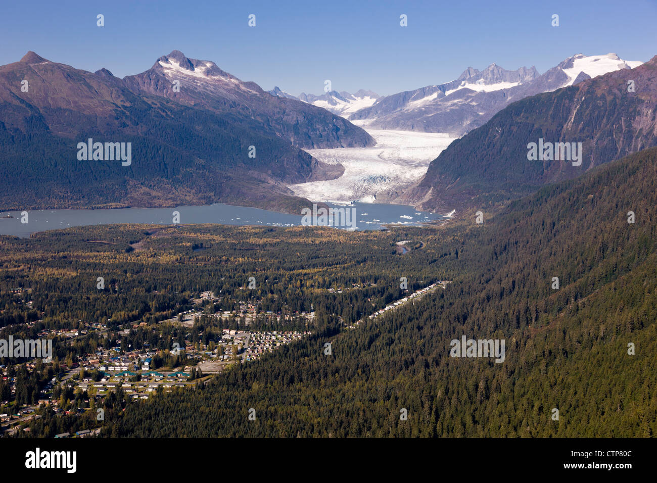 Aerial view looking across the Gold and Granite creek drainages towards