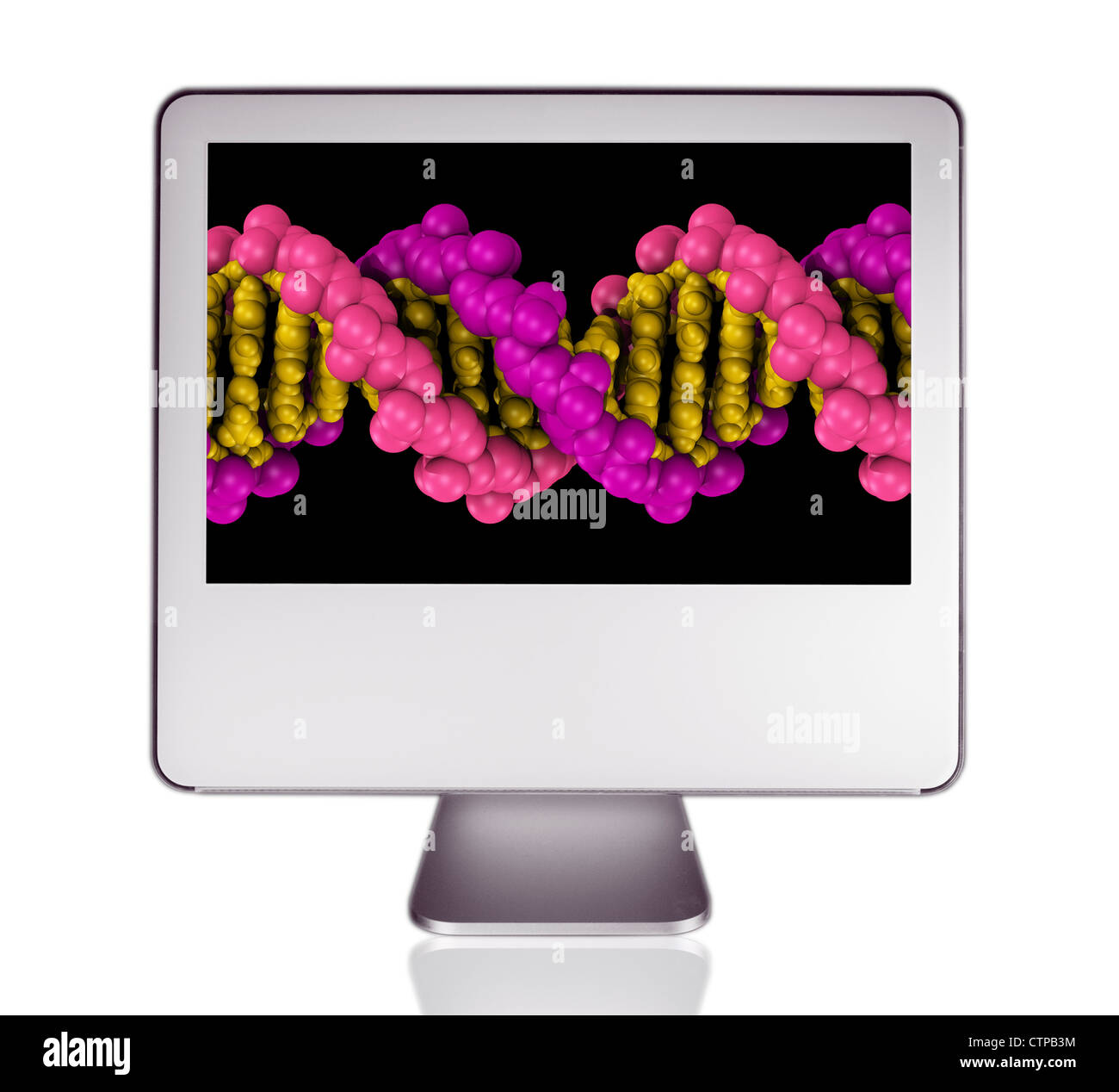 computer monitor showing a DNA molecular model Stock Photo