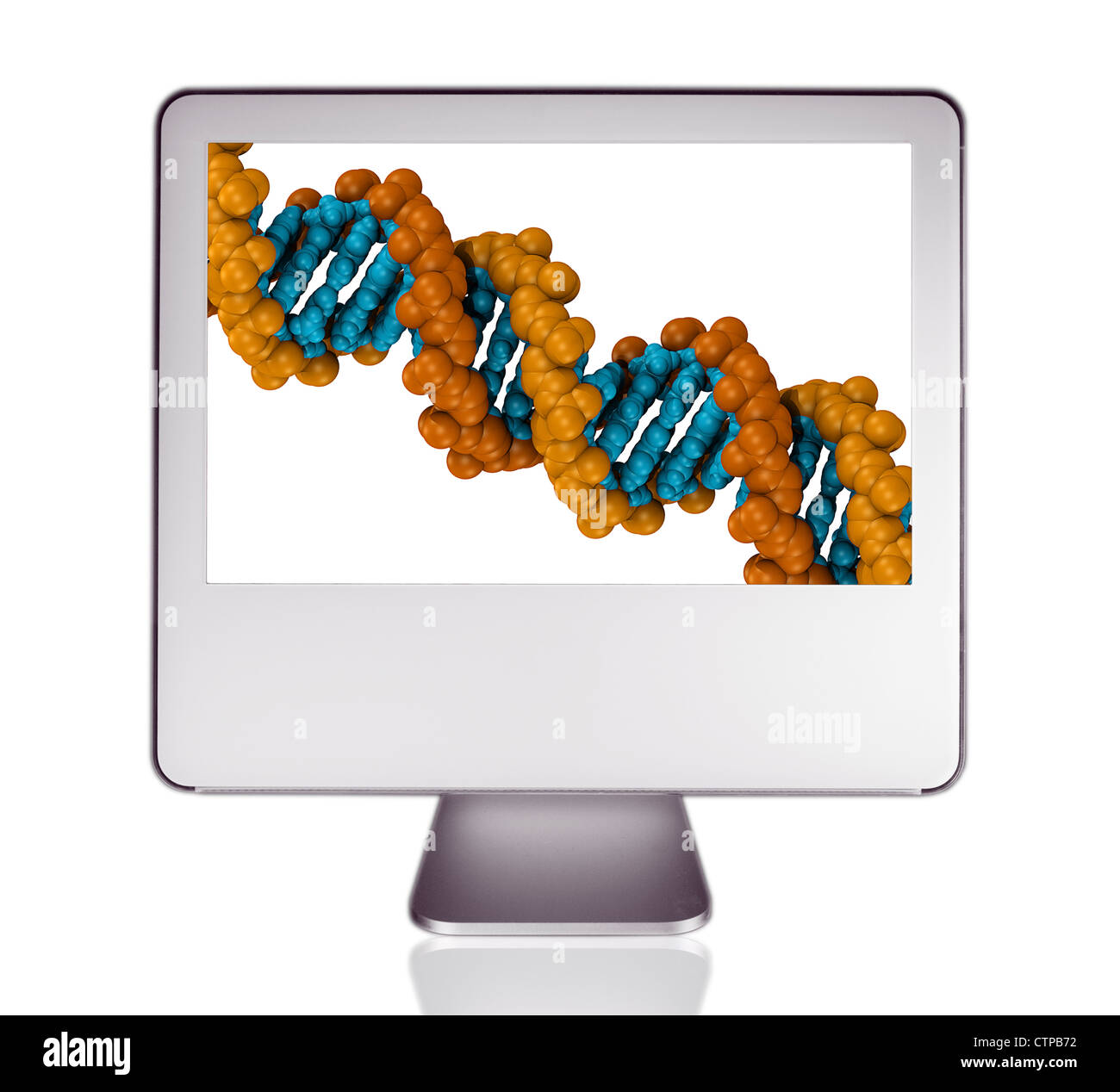 computer monitor showing a DNA molecular model Stock Photo