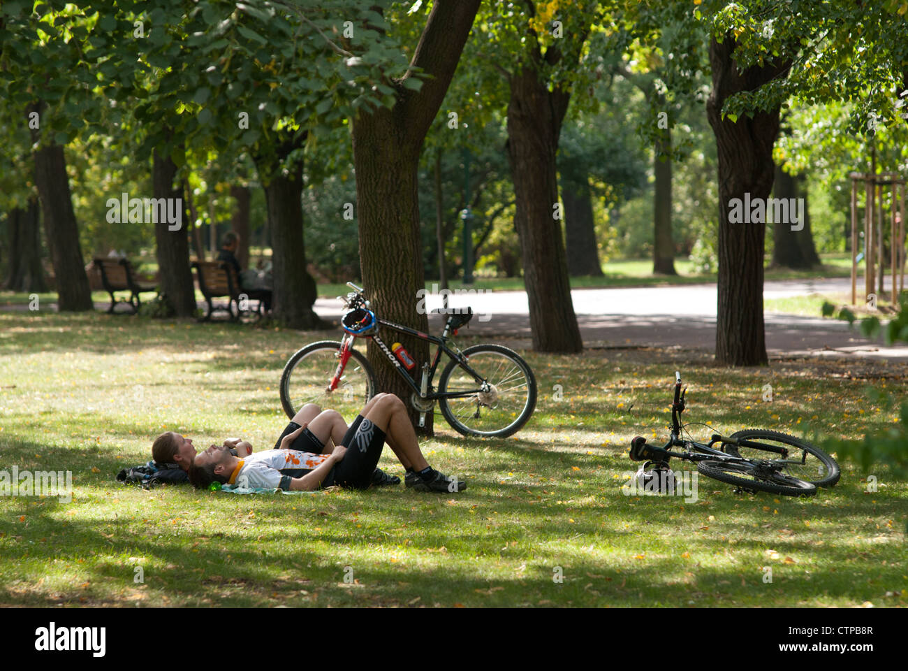 Relaxation in Letná Park, Prague Stock Photo