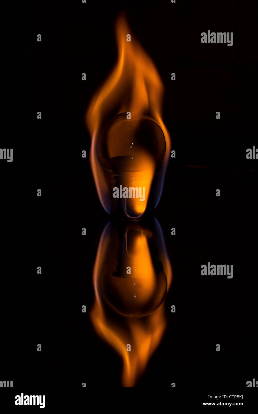 Flame reflected in a mirror Stock Photo Alamy