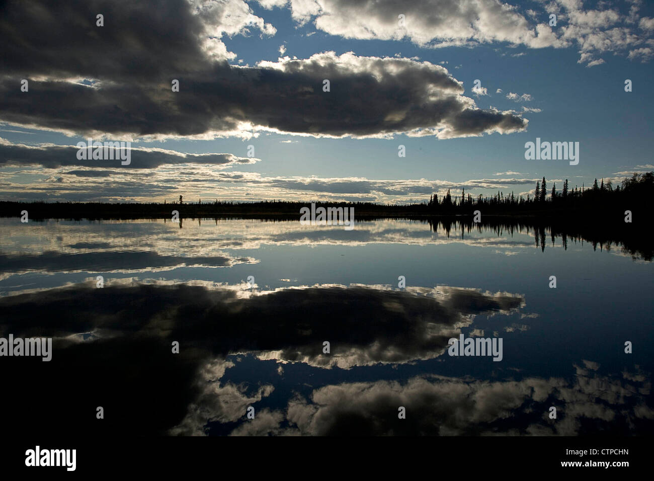 Sunset Reflection, Kanuti River Stock Photo