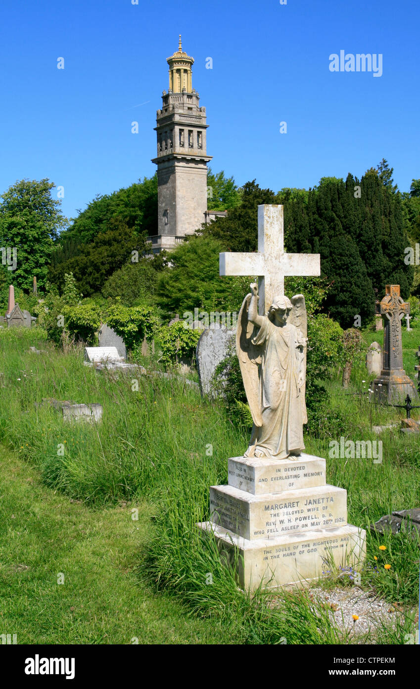 Beckfords Tower and cemetery Lansdowne Bath Somerset England UK Stock Photo