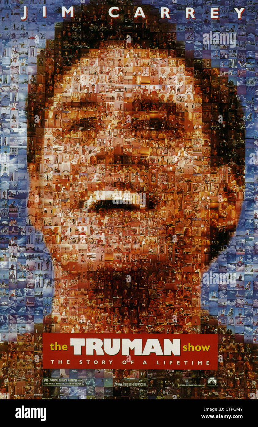 THE TRUMAN SHOW Poster for 1998 Paramount film with Jim Carrey Stock Photo