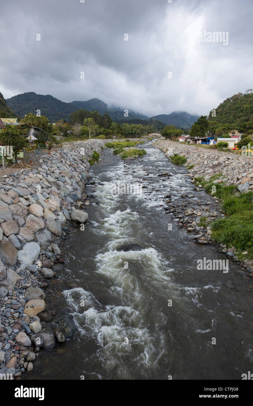 Dusk on the Caldera River running through the center of Boquete in the ...