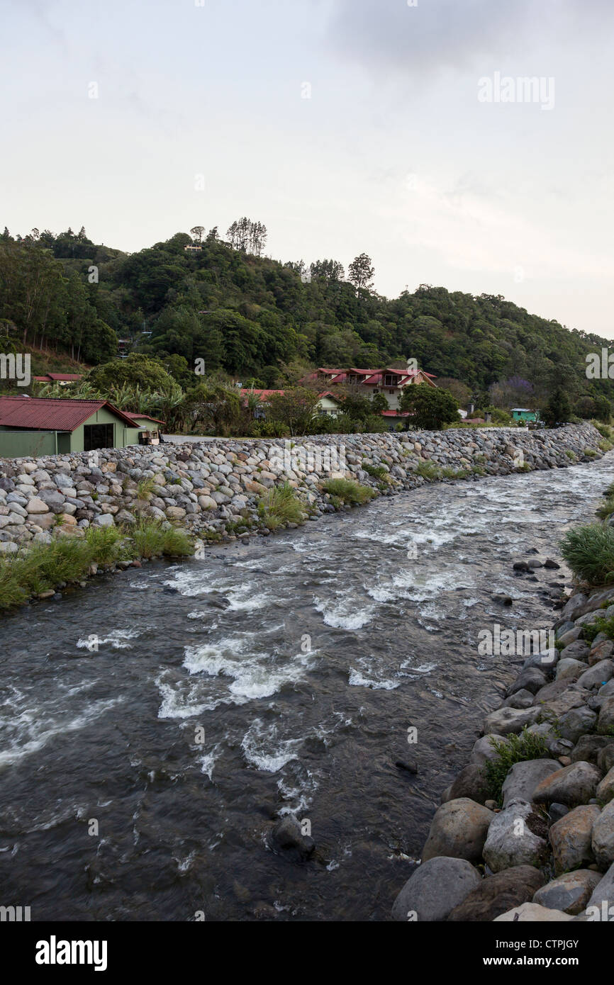 Dusk on the Caldera River running through the center of Boquete in the ...