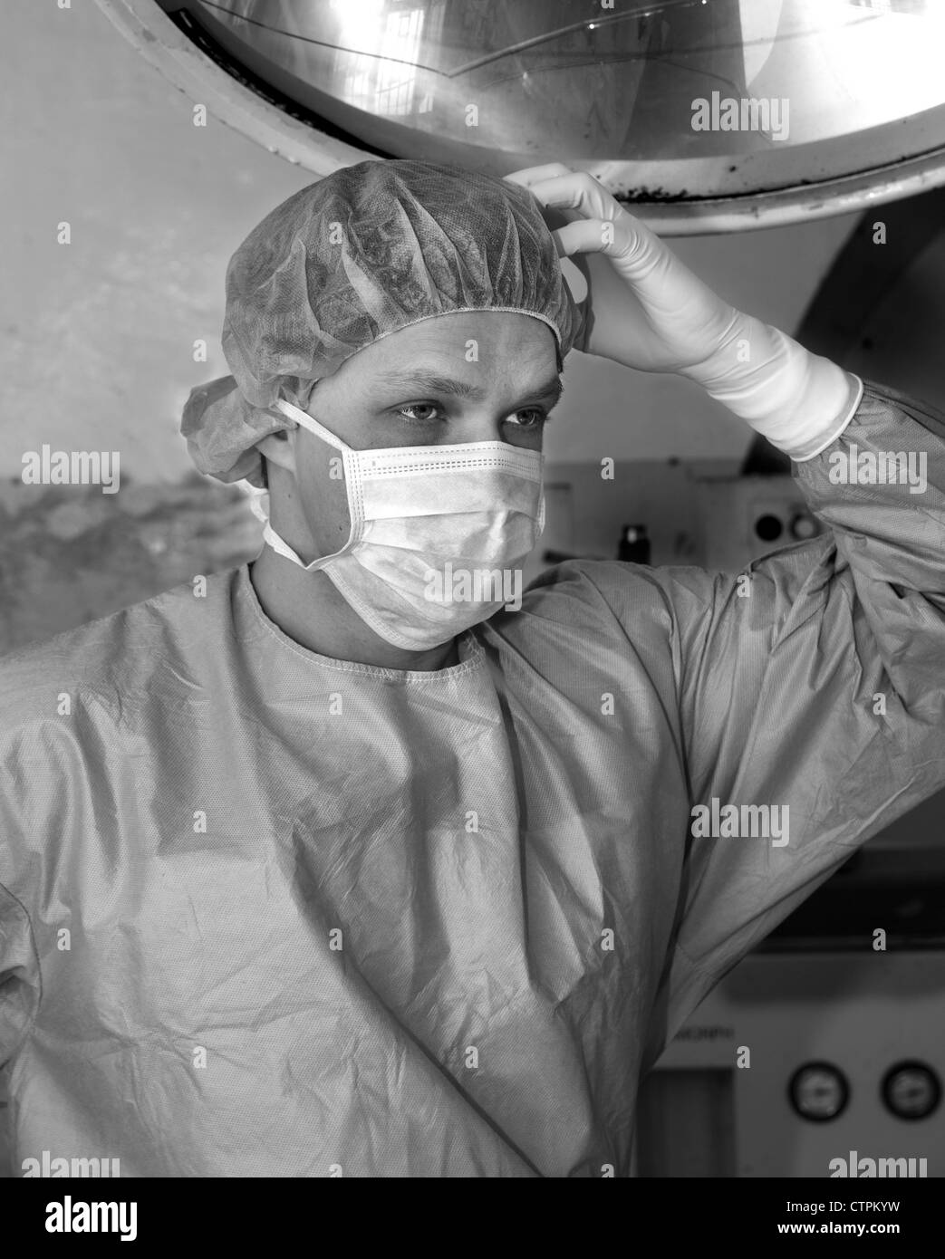 Shaded surgeon forget details of coming difficult surgery Stock Photo
