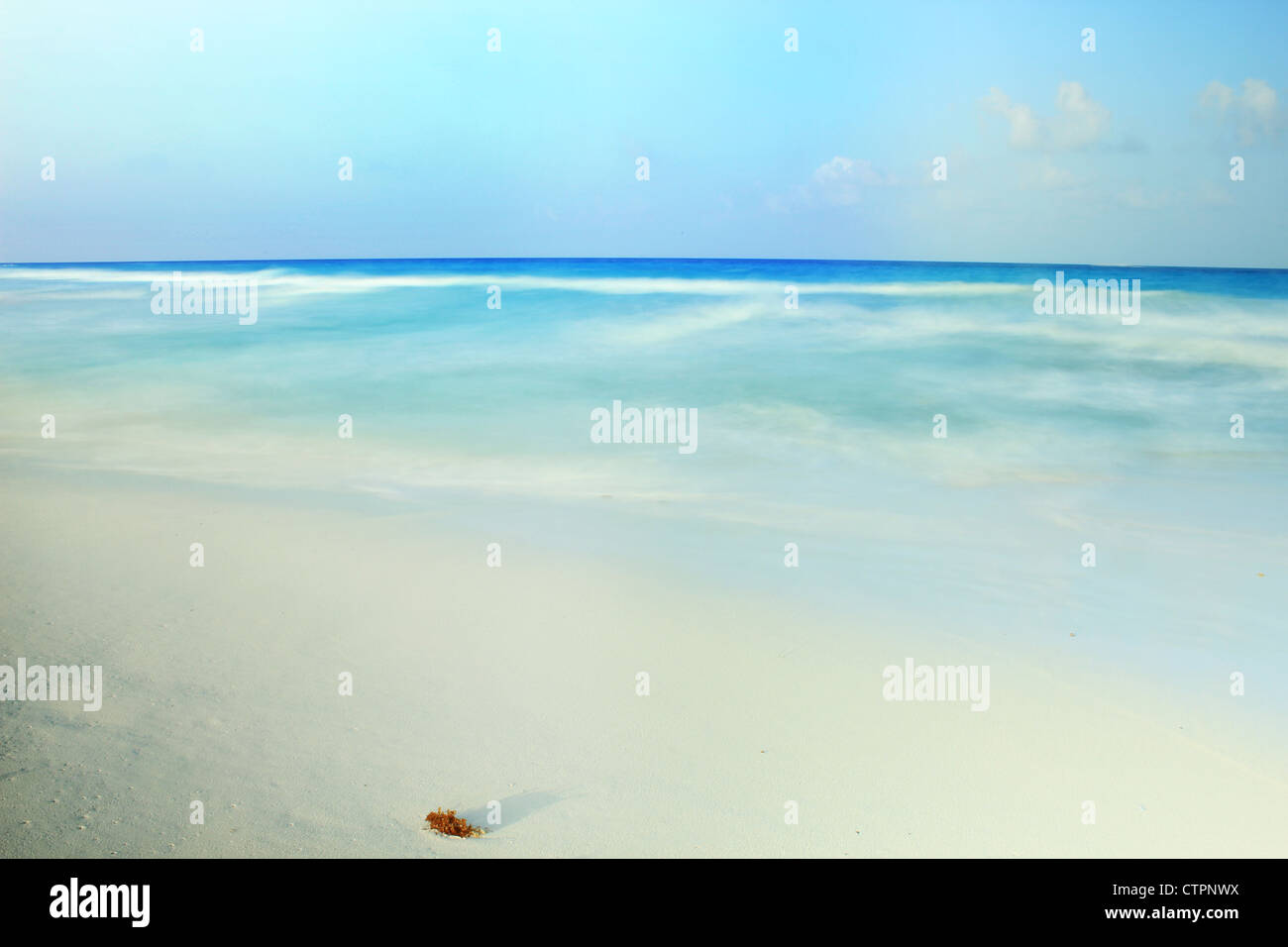 Empty Beach in Cancun Mexico Stock Photo