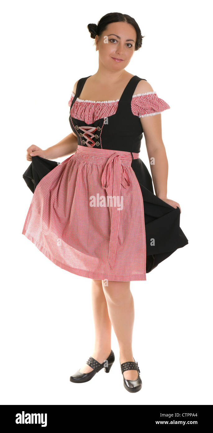A woman in traditional Bavarian dress - Dirndl. Stock Photo