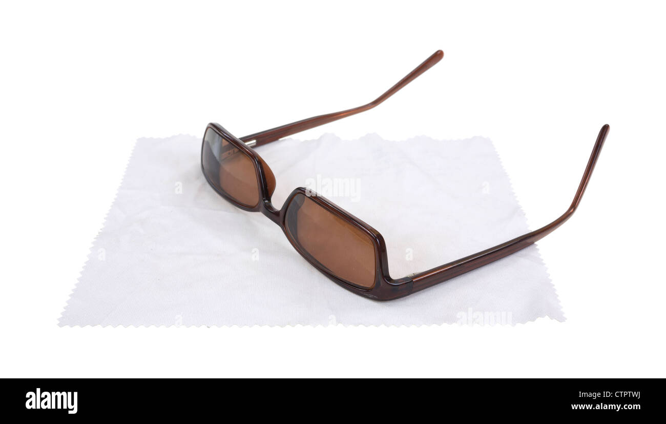 Microfiber cloth with sunglasses Stock Photo Alamy