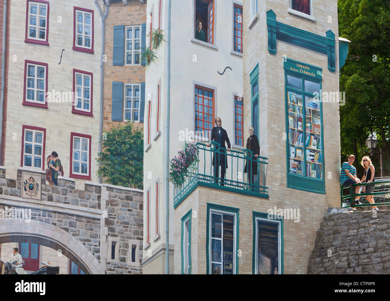 Quebec city downtown,graffiti painted house wall,Canada Stock Photo