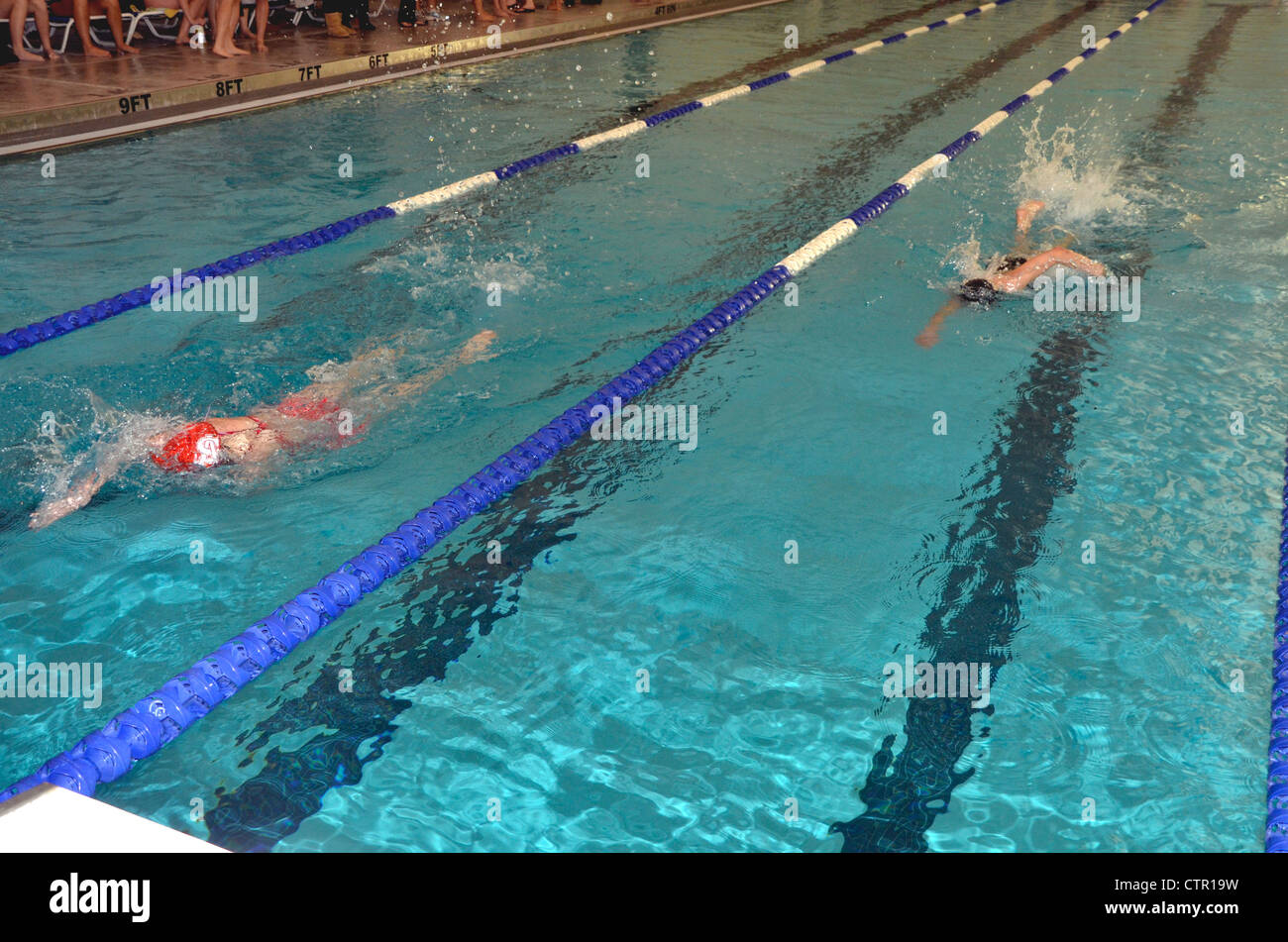 Swimmers at a swim meet Stock Photo Alamy