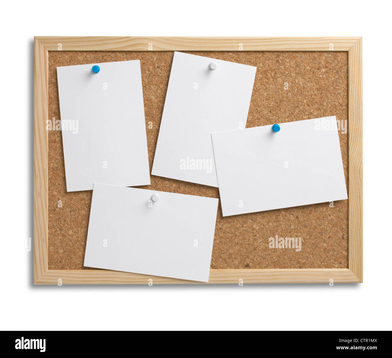 a cork bulletin notice board with copy space and clipping path Stock Photo