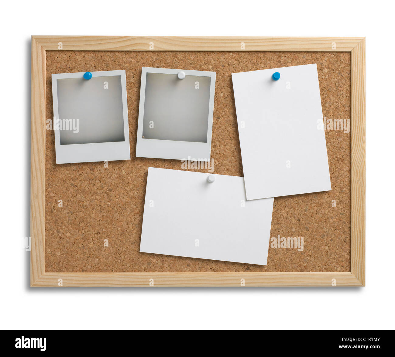 a cork bulletin notice board with copy space and clipping path Stock Photo