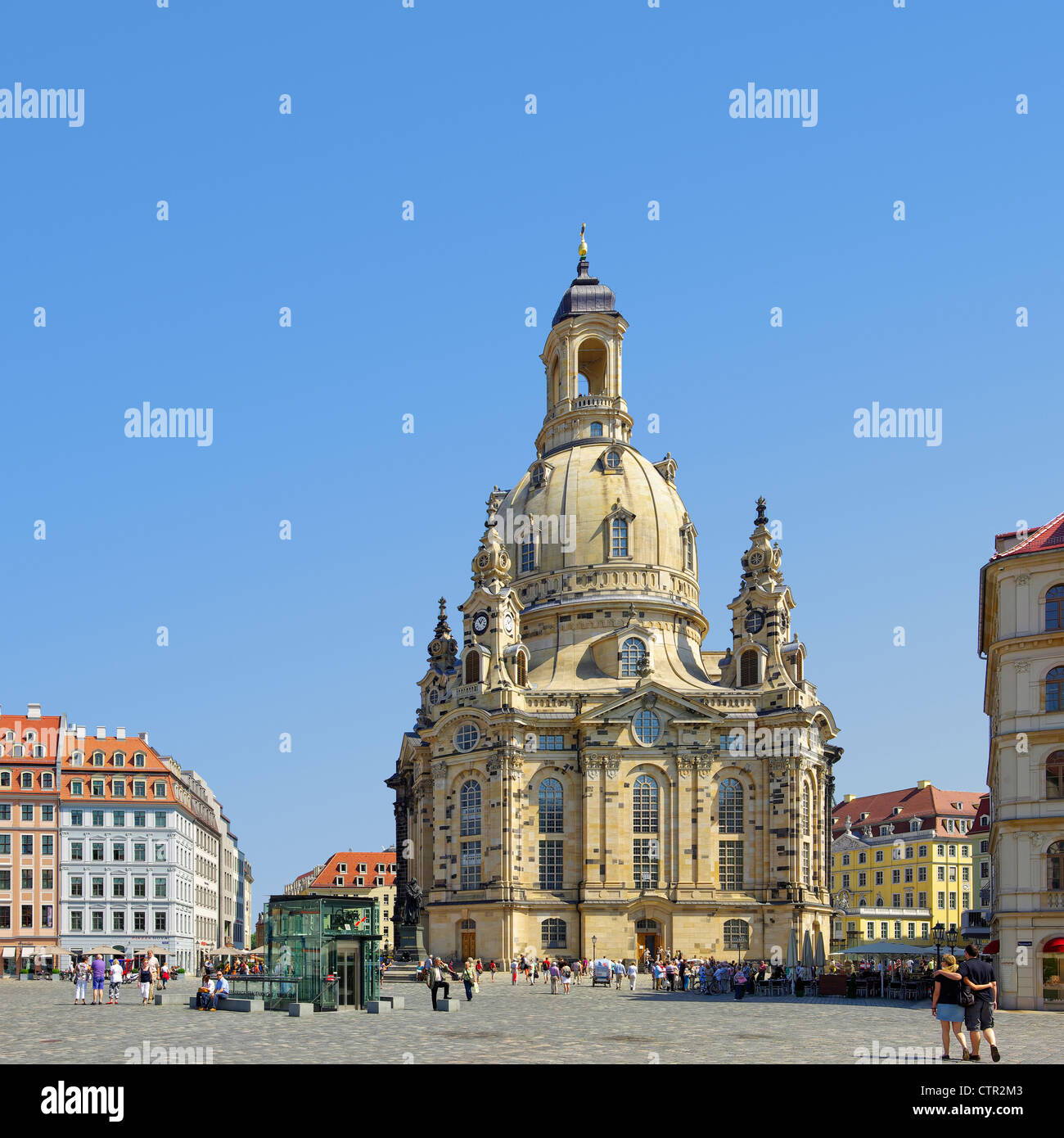 The world-famous Frauenkirche Church on the Neumarkt Square of Dresden, Saxony, Germany, Europe. Stock Photo