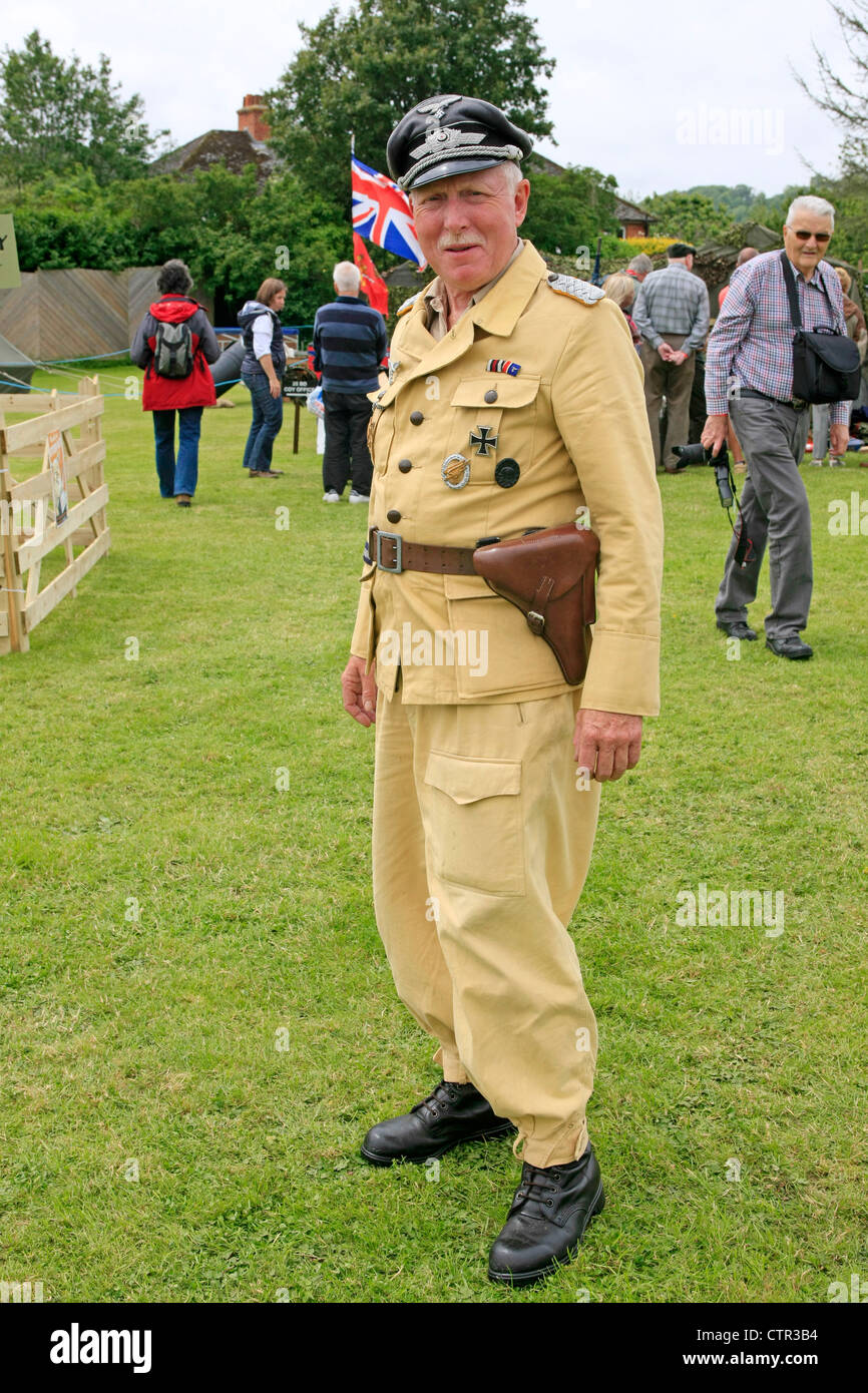 Re-enactor dressed as a Luftwaffe (Air Force) Officer at a WW2 weekend Stock Photo