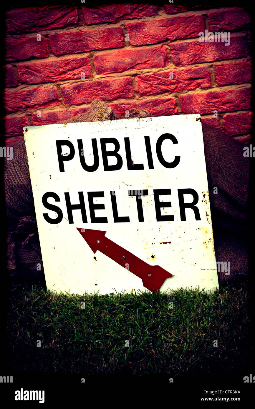 WW2 Public Shelter Sign Stock Photo