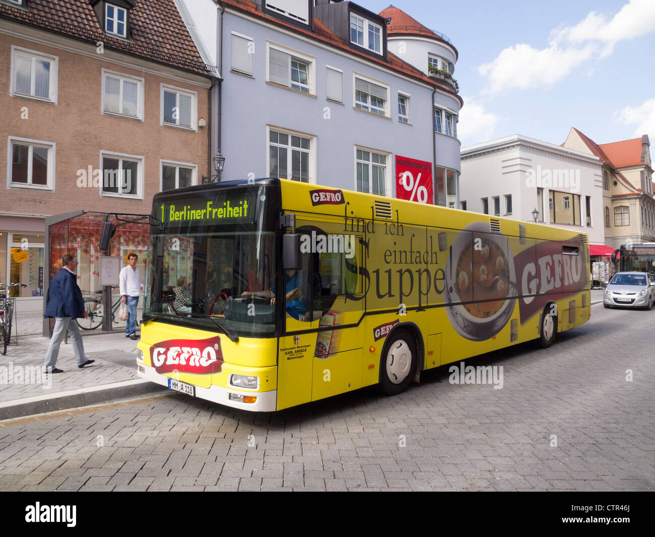 Bus at bus stop memmingen germany europe stock photo alamy