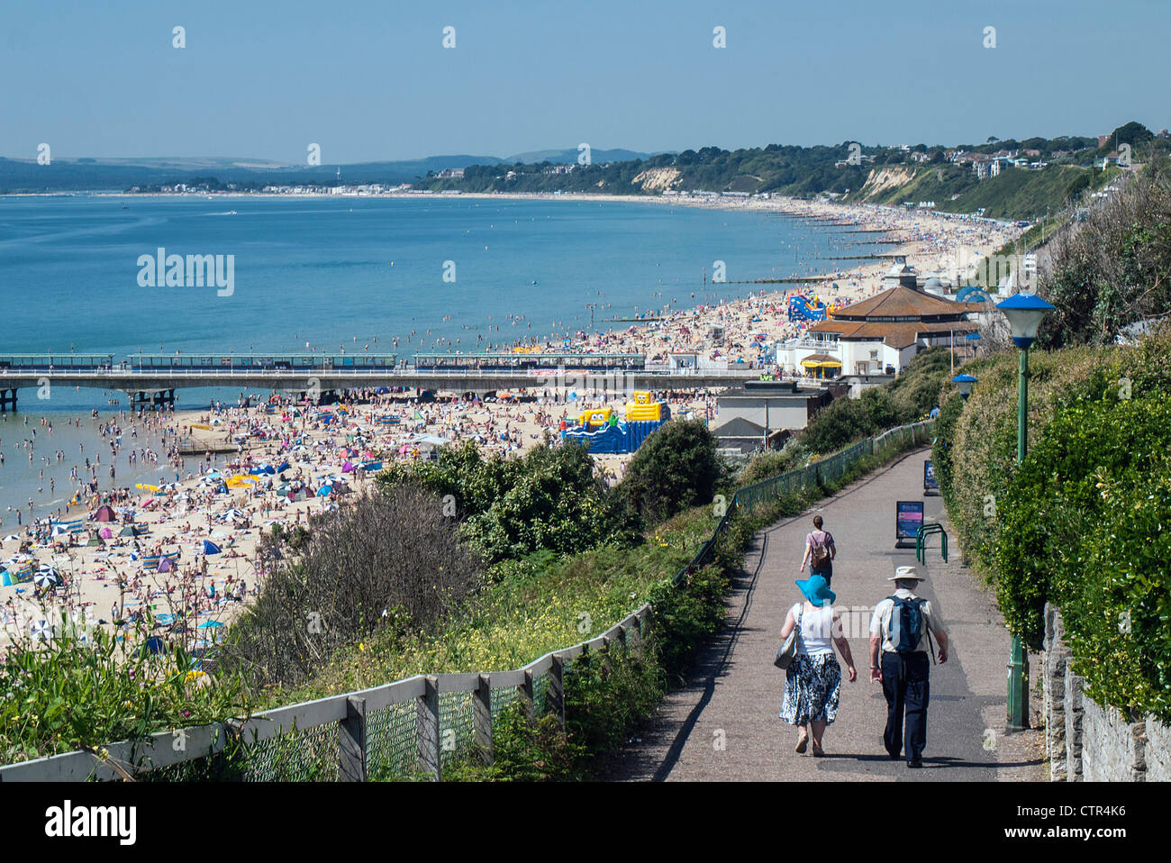 Bournemouth, East Cliff Footpath, beaches and Pier, Dorset, England, UK. Stock Photo