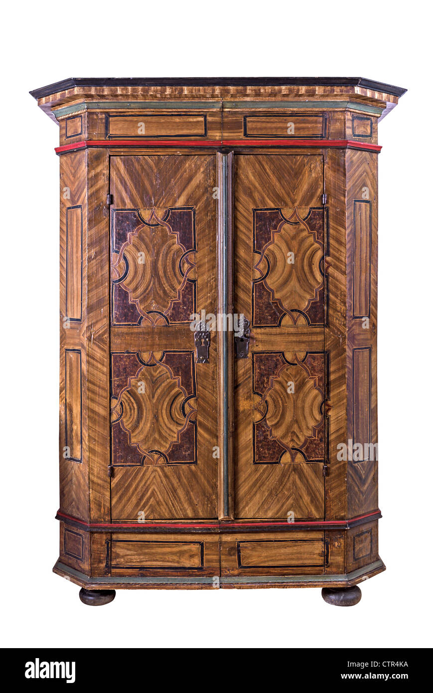 Antique painted wooden wardrobe Stock Photo