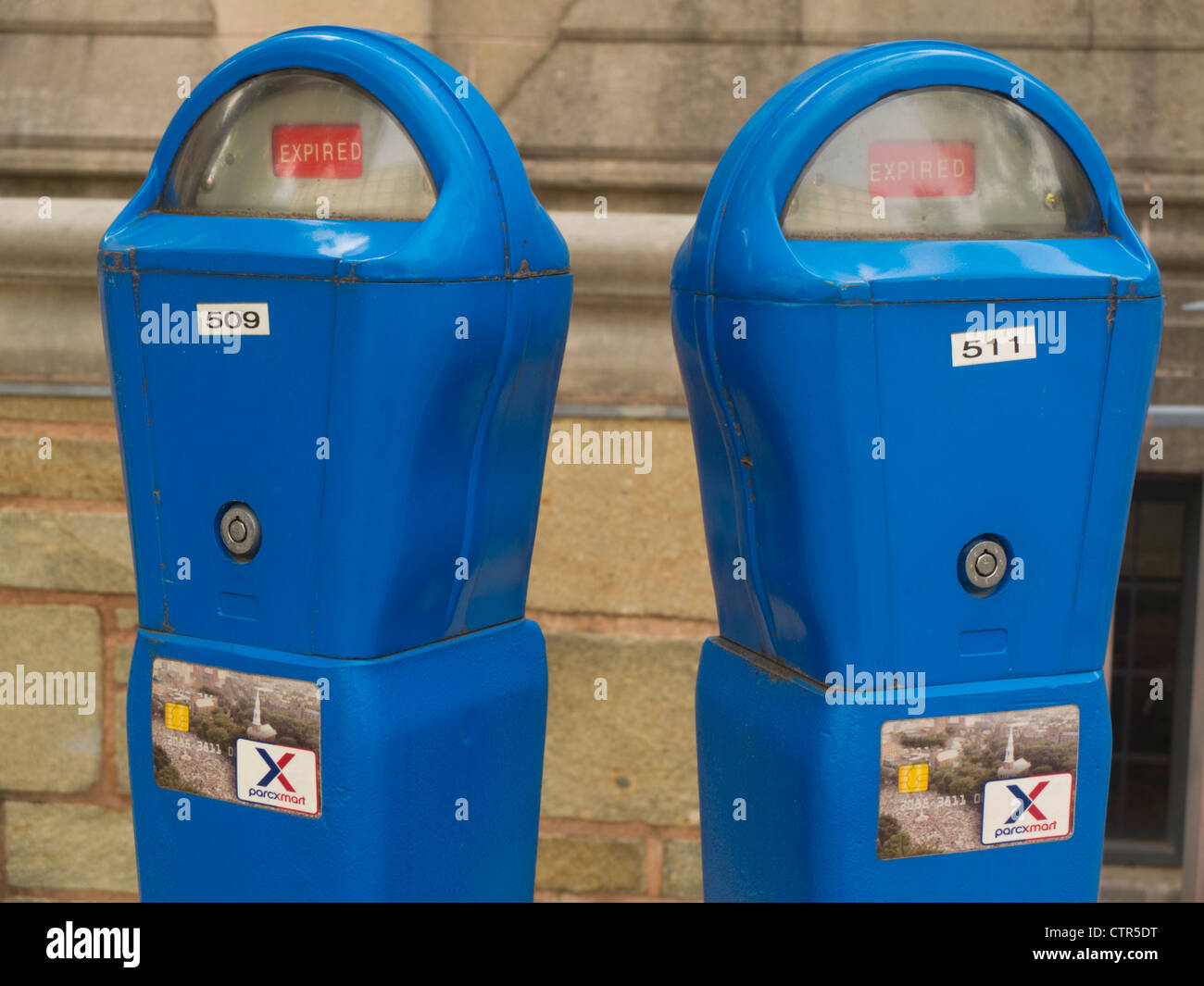 time expired on parking meters Stock Photo