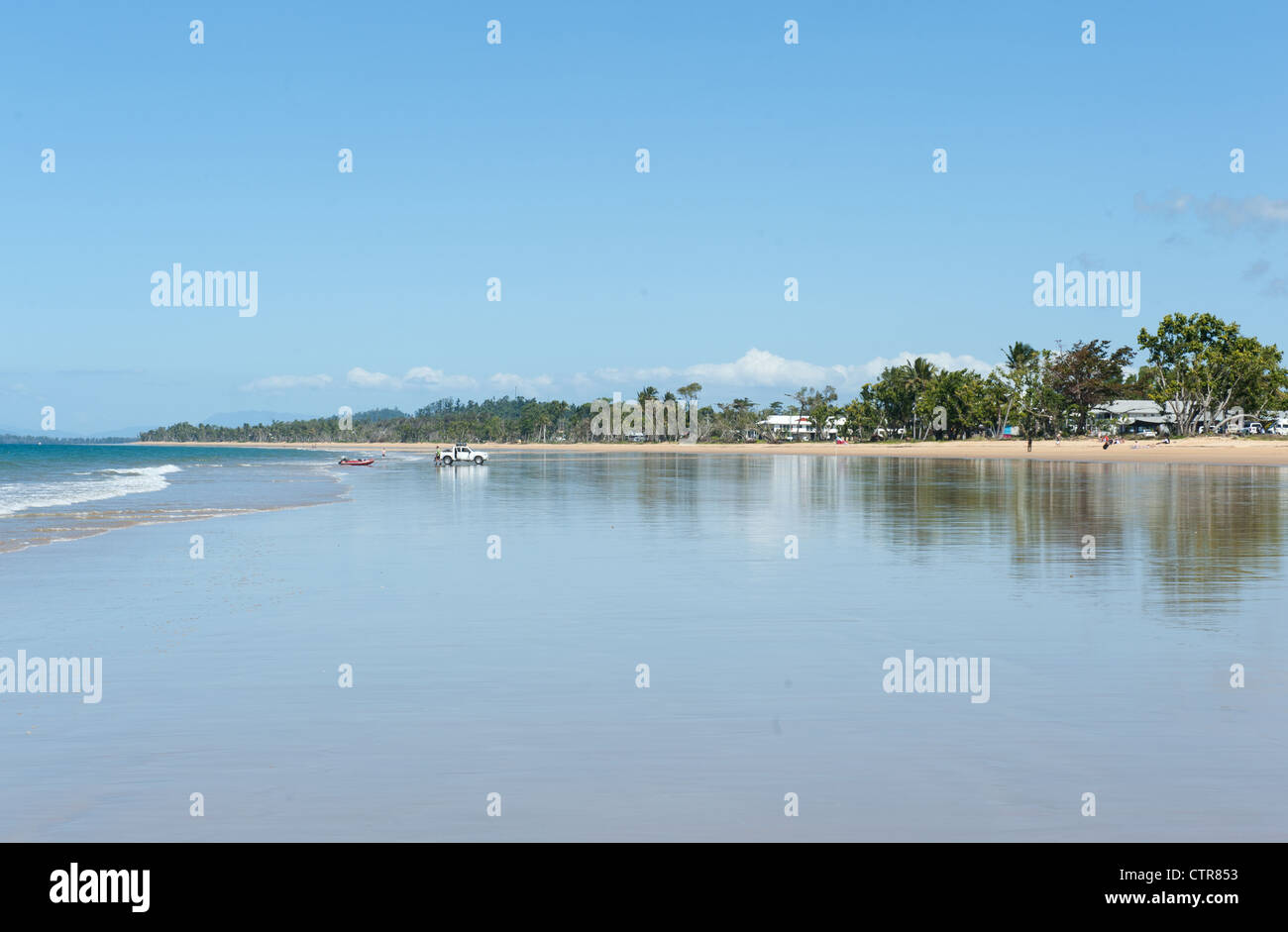 Low tide at Wongaling beach, a part of Mission Beach, on the Cassowary