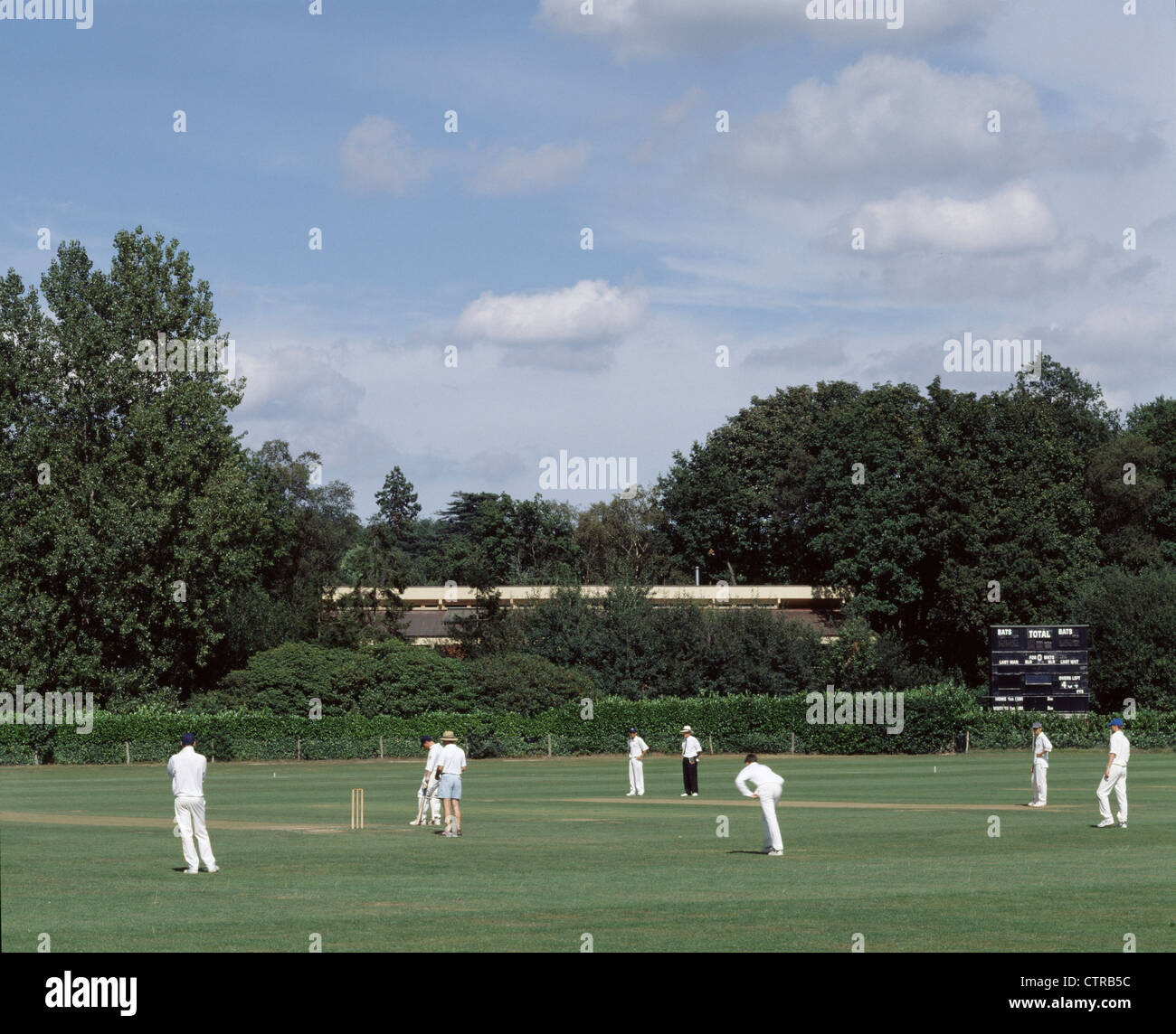 the boundary house cricket match with scoreboard Stock Photo